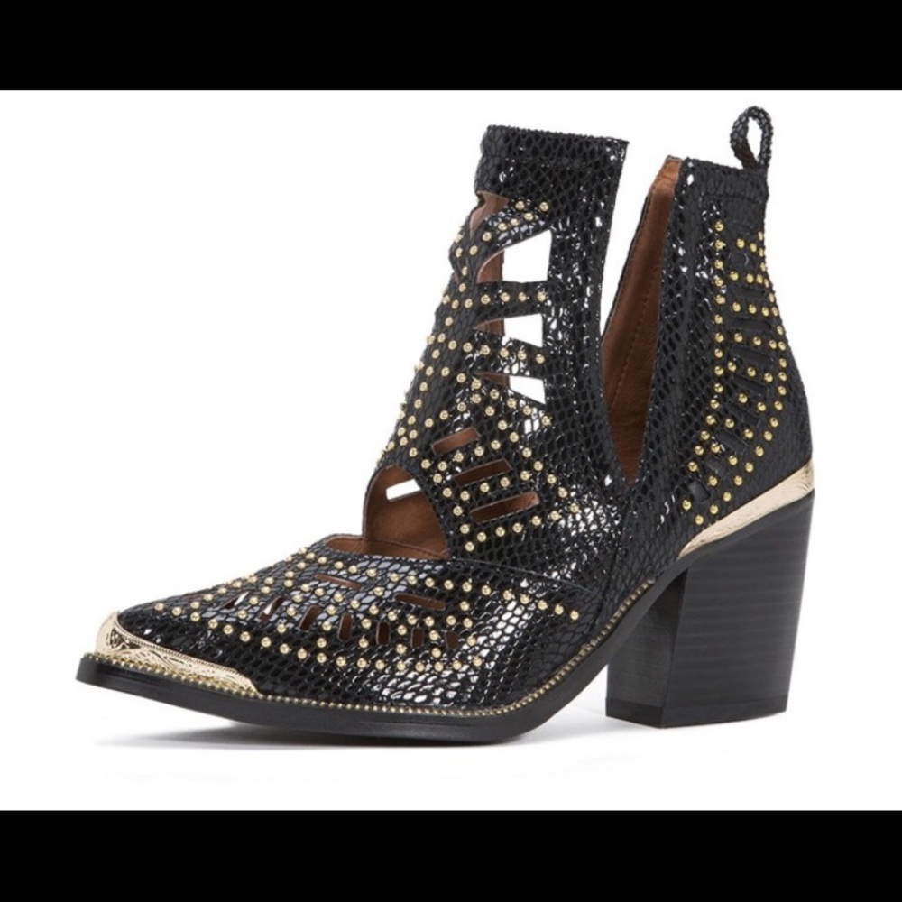 Jeffrey Campbell Maceo Booties in Black Snake Gold